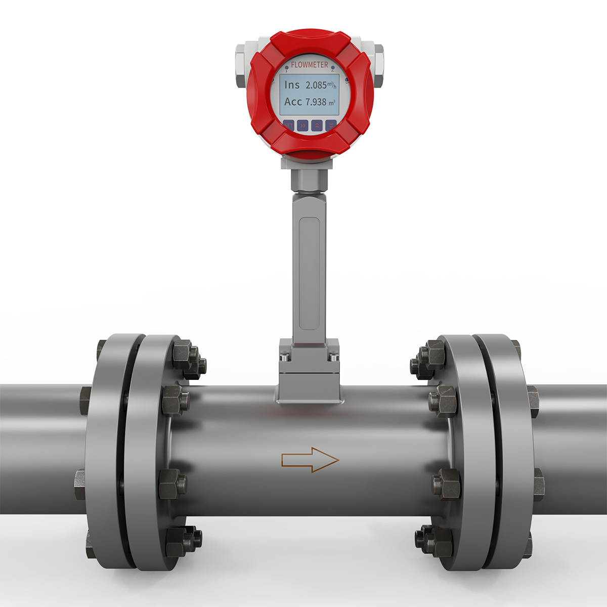 Vortex flowmeter without temperature & pressure compensation